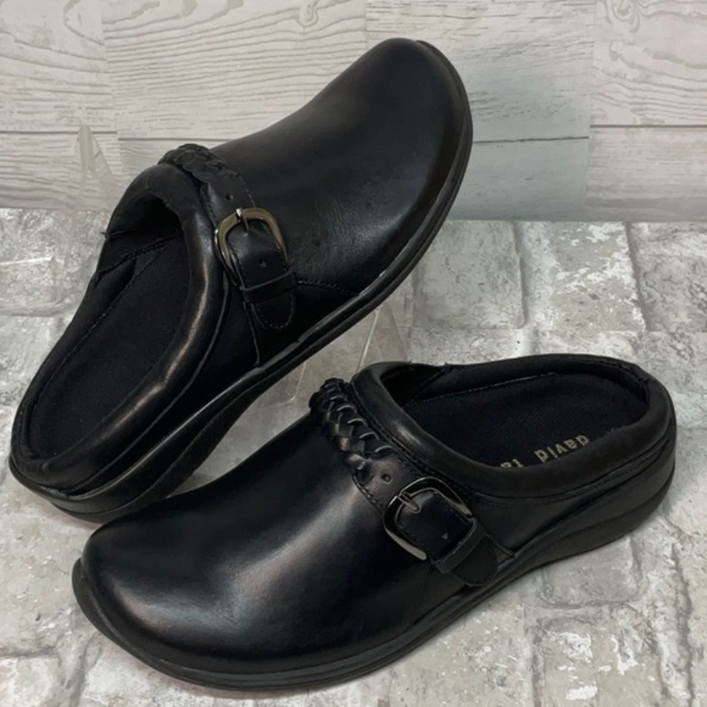 DAVID TATE Black Made In Brazil‎ Original Leather Comfort Clogs